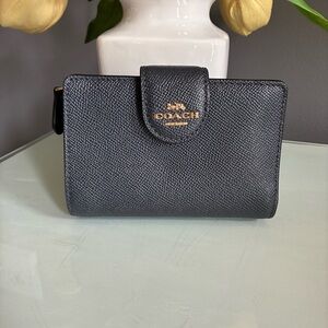 Coach Navy & Gold Leather Bifold Wallet
